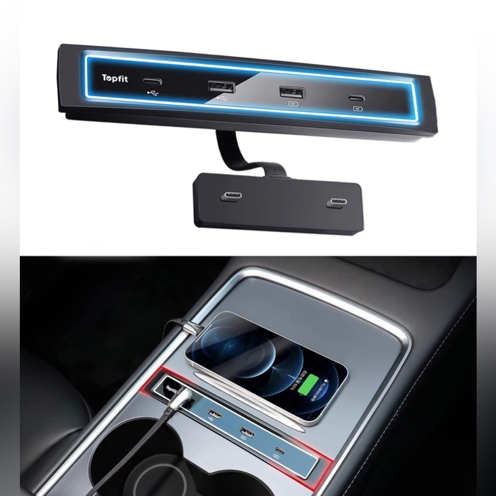 Black Car USB Hub with Blue LED - Picture 3 of 4